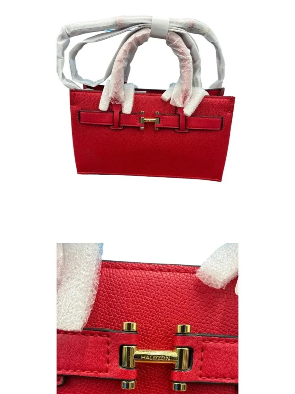 Halston Jerry Red Tote Bag NWT Faux Leather Top Handle Shoulder Bag MSRP $138